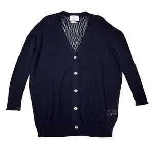 Allude Womans 100% Cashmere Cardigan Sz M Open Knit Old Monet Minimalist Sheer